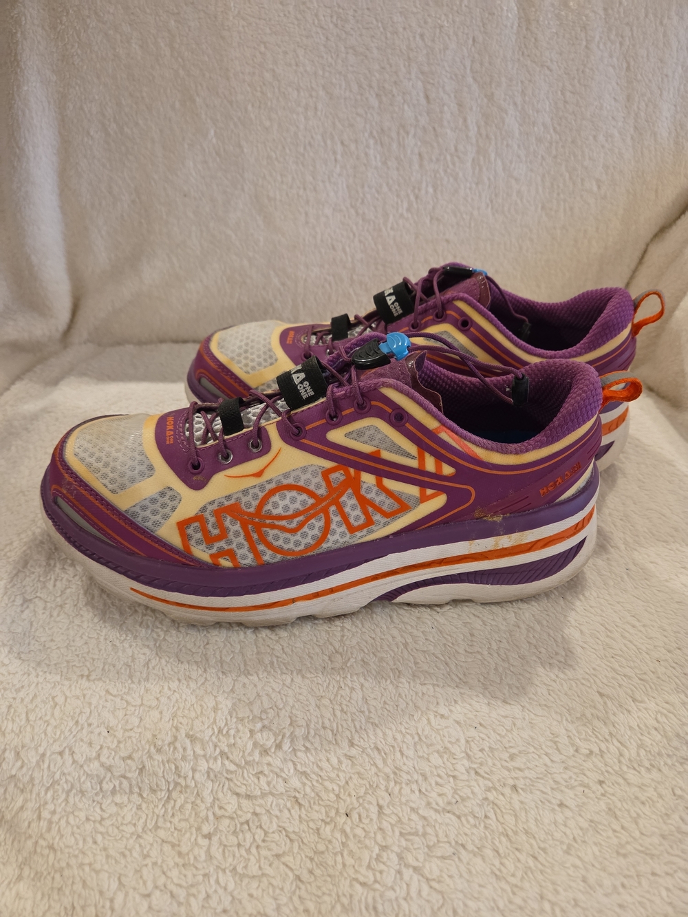 HOKA One One Bondi 3 Women's Size 9 Purple Orange Max Cushion Running Shoes